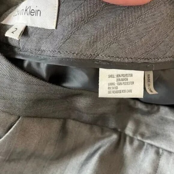 Calvin Klein Silver Herringbone Straight Leg Trouser Pants - Sz.2 - NWOT - Picture 5 of 6